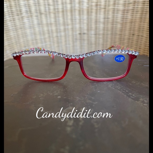 NWT Candy Did It Handmade Crystal & Pearl Floral Bling Reader Glasses 1.50 - Picture 4 of 11